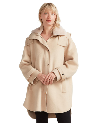 Shop Belle & Bloom Women Heavy Hearted Detachable Hooded Coat In Pale Oat