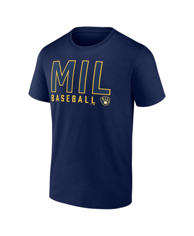 Shop Fanatics Men's  Navy, White Milwaukee Brewers Two-pack Combo T-shirt Set In Navy,white