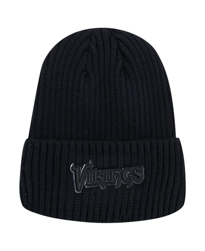 Shop Pro Standard Men's  Minnesota Vikings Triple Black Cuffed Knit Hat