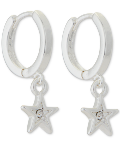 Shop Lucky Brand Tri-tone 3-pc. Set Crystal & Star Charm Hoop & Threader Earrings In Ttone