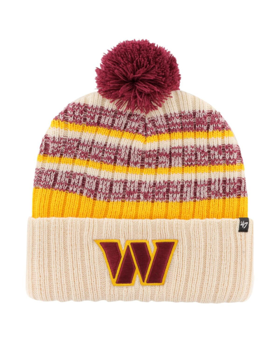 Shop 47 Brand Men's ' Natural Washington Commanders Tavern Cuffed Knit Hat With Pom