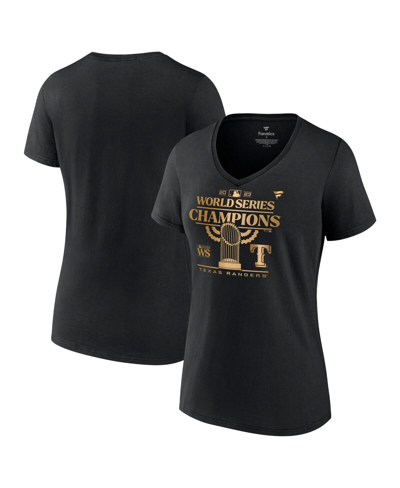 Shop Fanatics Women's  Black Texas Rangers 2023 World Series Champions Plus Size Parade V-neck T-shirt
