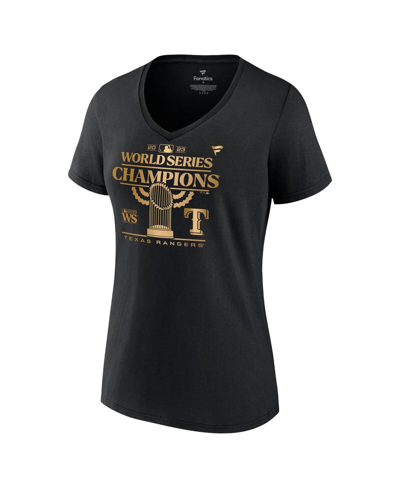 Fanatics Branded Black Texas Rangers 2023 World Series Champions Plus Size Parade V-neck T-shirt In Black