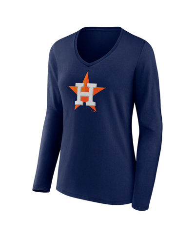 Fanatics Branded Navy Houston Astros Official Logo V-neck Long Sleeve T-shirt In Navy