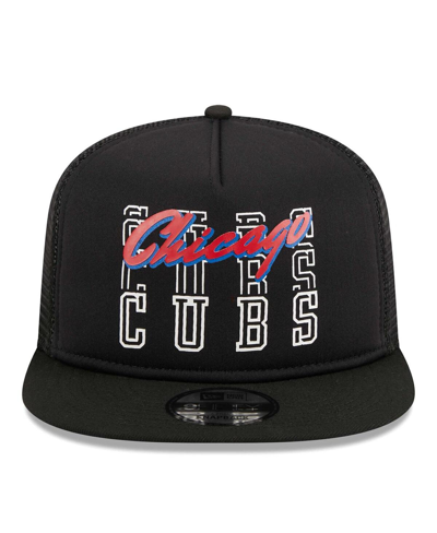 Shop New Era Men's  Black Chicago Cubs Street Team A-frame Trucker 9fifty Snapback Hat