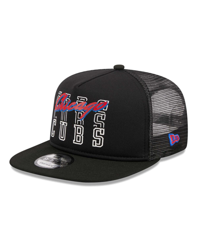 Shop New Era Men's  Black Chicago Cubs Street Team A-frame Trucker 9fifty Snapback Hat