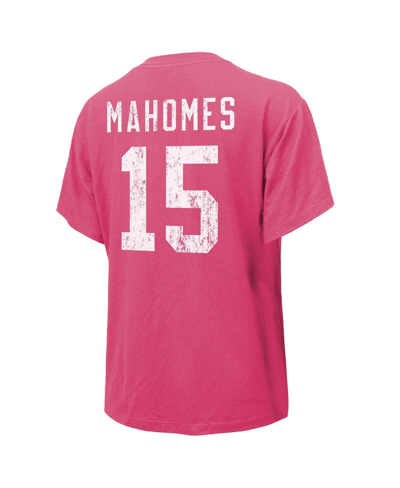 Majestic Women's  Threads Patrick Mahomes Pink Distressed Kansas City Chiefs Name And Number T-shirt In Pink