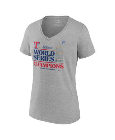 Fanatics Branded Heather Gray Texas Rangers 2023 World Series Champions Locker Room Plus Size V-neck In Heather Gray