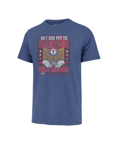 Shop 47 Brand Men's ' Royal Texas Rangers 2023 World Series Champions Local Playoff Franklin T-shirt