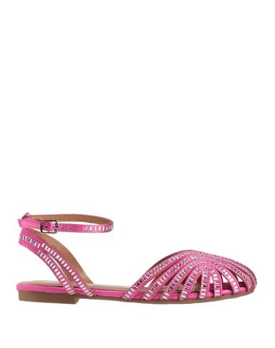 Shop Divine Follie Woman Sandals Fuchsia Size 8 Textile Fibers In Pink