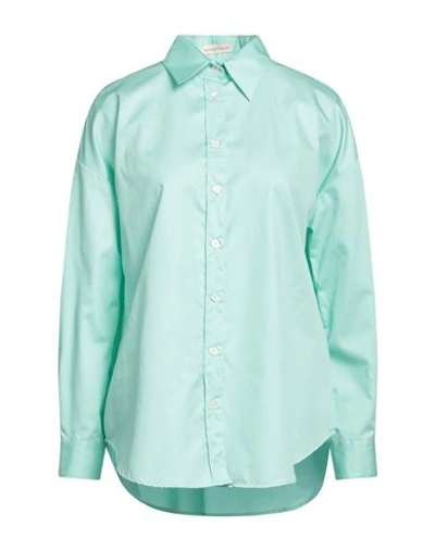 Shop Camicettasnob Woman Shirt Turquoise Size 6 Cotton In Blue