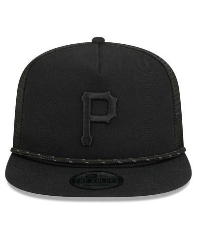 Shop New Era Men's  Pittsburgh Pirates Black On Black Meshback Golfer Snapback Hat