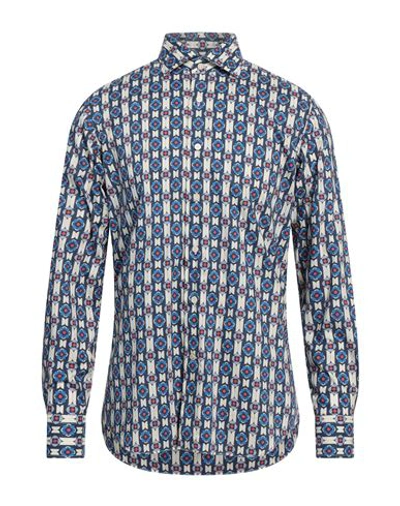 Alessandro Gherardi Man Shirt Midnight Blue Size 16 Cotton In Blue