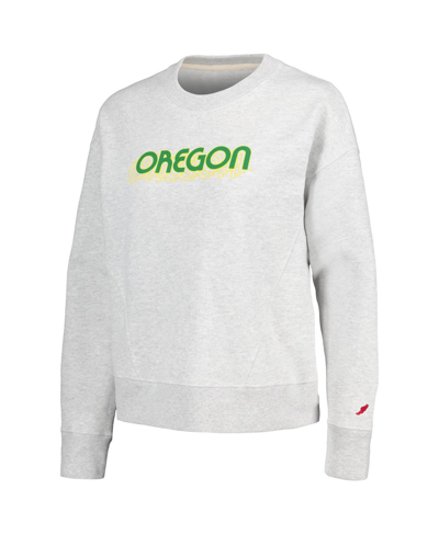 Shop League Collegiate Wear Women's  Ash Oregon Ducks Boxy Pullover Sweatshirt