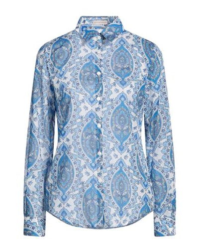 Shop Camicettasnob Woman Shirt Azure Size 12 Cotton In Blue