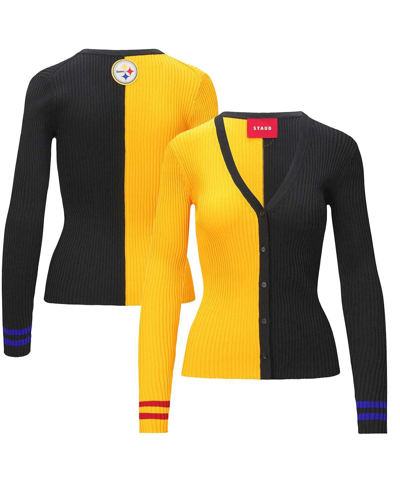 Shop Staud Women's  Gold, Black Pittsburgh Steelers Cargo Sweater In Gold,black