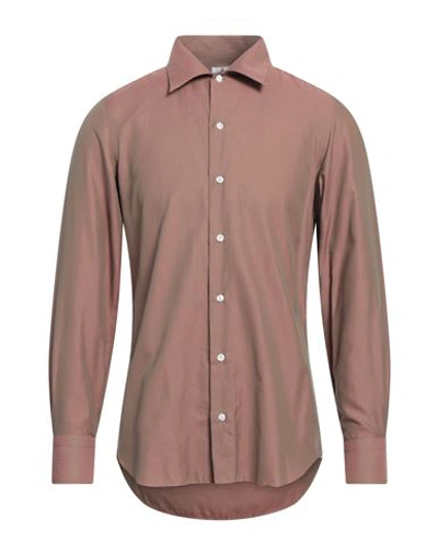 Shop Finamore 1925 Man Shirt Khaki Size 15 ¾ Cotton In Beige