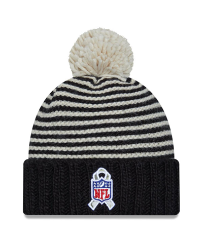 New Era Women's  Black New England Patriots 2023 Salute To Service Cuffed Pom Knit Hat In Black