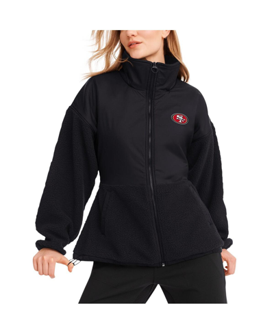 Shop Dkny Women's  Sport Black San Francisco 49ers Drew Mixed Media Full-zip Jacket