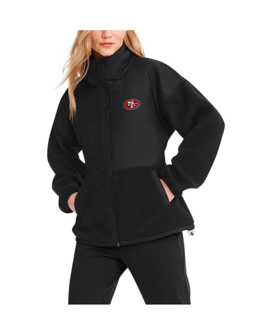 Shop Dkny Women's  Sport Black San Francisco 49ers Drew Mixed Media Full-zip Jacket