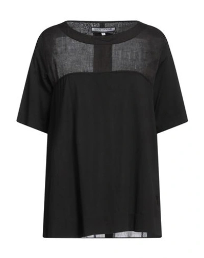 Shop European Culture Woman T-shirt Black Size L Ramie, Cotton