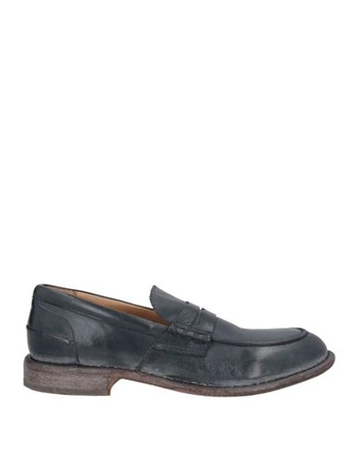 Shop Moma Man Loafers Navy Blue Size 8 Leather