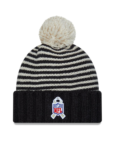 New Era Women's  Black Green Bay Packers 2023 Salute To Service Cuffed Pom Knit Hat In Black