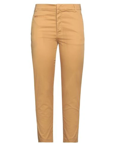 Shop Dondup Woman Pants Ocher Size 6 Cotton, Elastane In Yellow