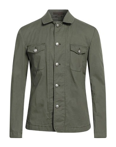 Shop Jeordie's Man Shirt Military Green Size 42 Lycra, Cotton, Elastane