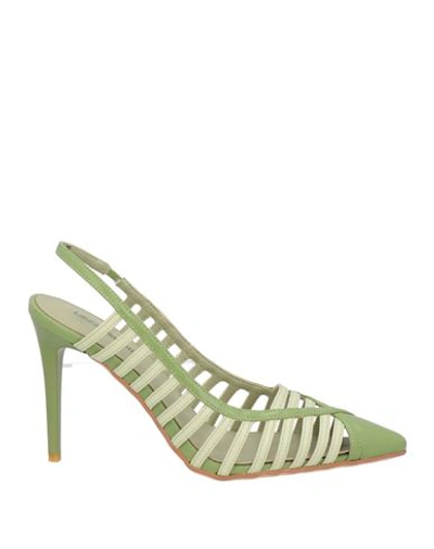 Laura Biagiotti Woman Pumps Sage Green Size 11 Textile Fibers In Sage Green