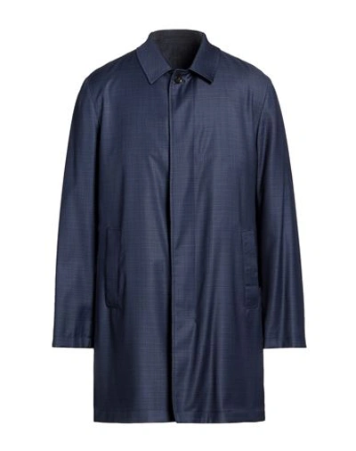 Shop Pal Zileri Man Overcoat & Trench Coat Navy Blue Size 46 Virgin Wool