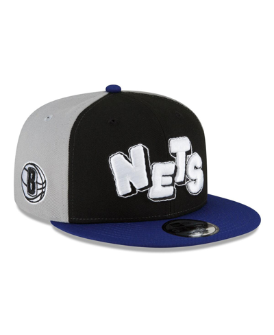 Shop New Era Youth Boys  Black, Navy Brooklyn Nets 2023/24 City Edition 9fifty Snapback Adjustable Hat In Black,navy