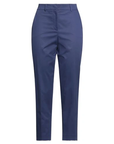 Shop Ql2  Quelledue Ql2 Quelledue Woman Pants Navy Blue Size 16 Virgin Wool, Lycra