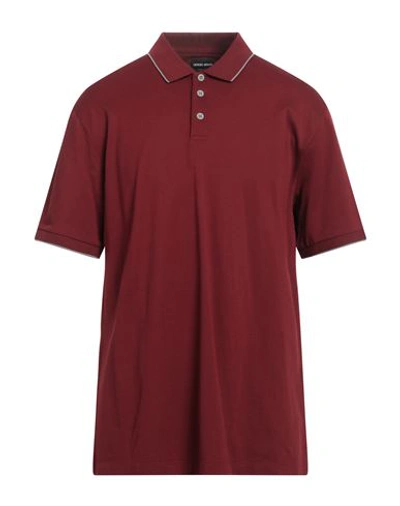 Shop Giorgio Armani Man Polo Shirt Brick Red Size 46 Cotton