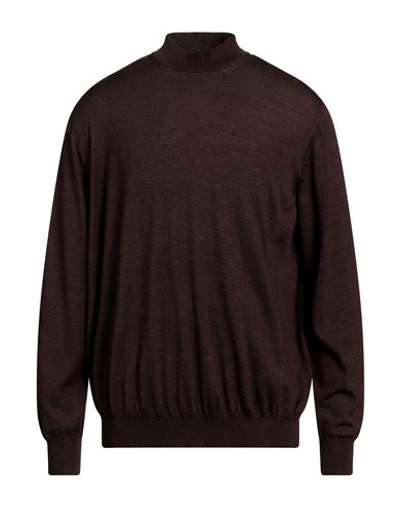 Shop Drumohr Man Turtleneck Dark Brown Size 48 Wool, Silk, Cashmere