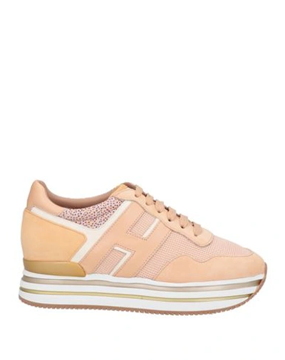 Shop Hogan Woman Sneakers Pink Size 7.5 Soft Leather, Textile Fibers