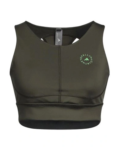 Shop Adidas By Stella Mccartney Woman Top Military Green Size M Polyester, Elastane