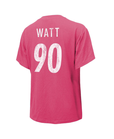 Shop Majestic Women's  Threads T.j. Watt Pink Distressed Pittsburgh Steelers Name And Number T-shirt