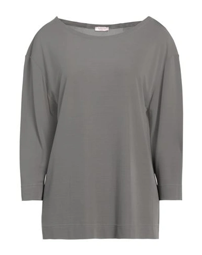 Rossopuro Woman Top Grey Size L Viscose In Grey