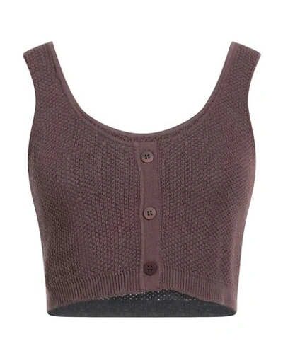 Shop Andreädamo Andreādamo Woman Top Cocoa Size L Viscose, Polyester, Polyamide, Elastane In Brown