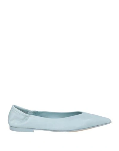 Shop Pomme D'or Woman Ballet Flats Azure Size 12 Soft Leather In Blue