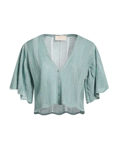 Shop Kaos Woman Cardigan Turquoise Size L Viscose, Polyester, Polyamide In Blue