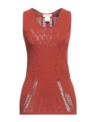 Marani Jeans Woman Top Rust Size S/m Polyamide, Cotton, Elastane In Red