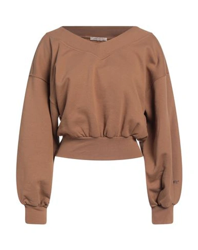 Shop Hinnominate Woman Sweatshirt Camel Size M Cotton, Elastane In Beige