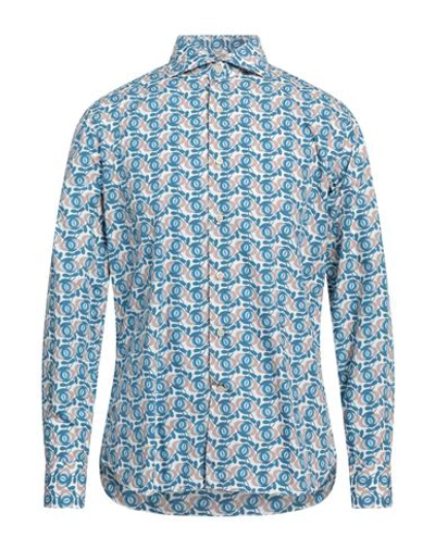 Shop Alessandro Gherardi Man Shirt Azure Size 16 ½ Cotton In Blue