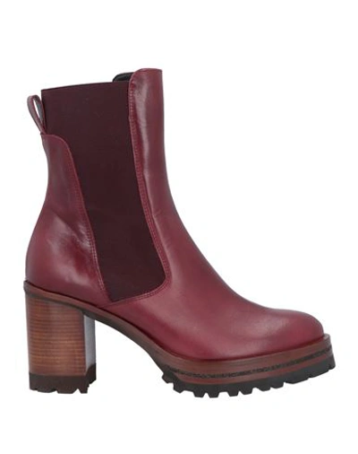 Shop Zinda Woman Ankle Boots Burgundy Size 11 Soft Leather In Red