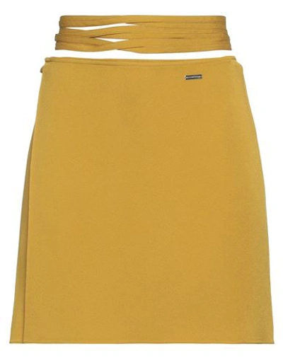 Shop Dsquared2 Woman Mini Skirt Mustard Size 2 Acetate, Viscose In Yellow