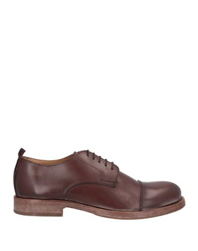 Shop Moma Man Lace-up Shoes Cocoa Size 8 Leather In Brown