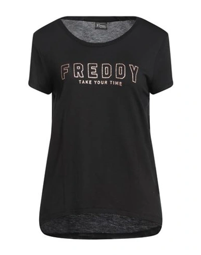 Freddy Woman T-shirt Black Size S Viscose, Elastane In Black