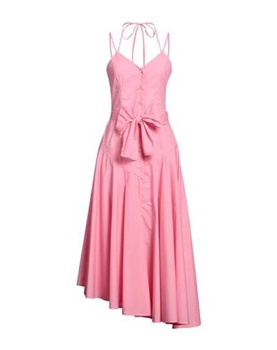 Shop Msgm Woman Midi Dress Pink Size 4 Cotton
